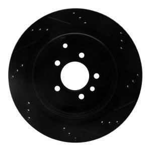Land Rover Discovery Brake Rotor (1) - Rear Left - R1 Concepts - Drilled & Slotted - Black - `05-`16